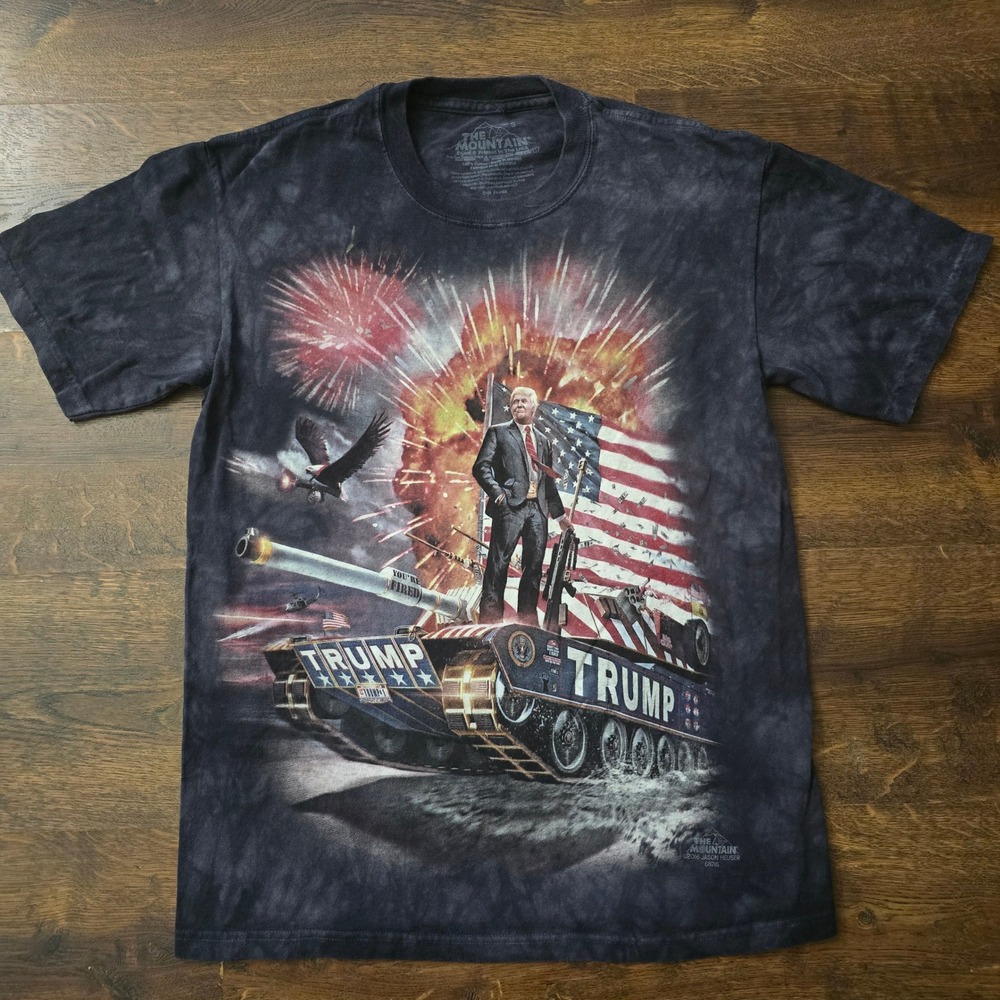 The Mountain Trump Tank Graphic T-Shirt Mens Small Jason Heuser Tie Dye Black